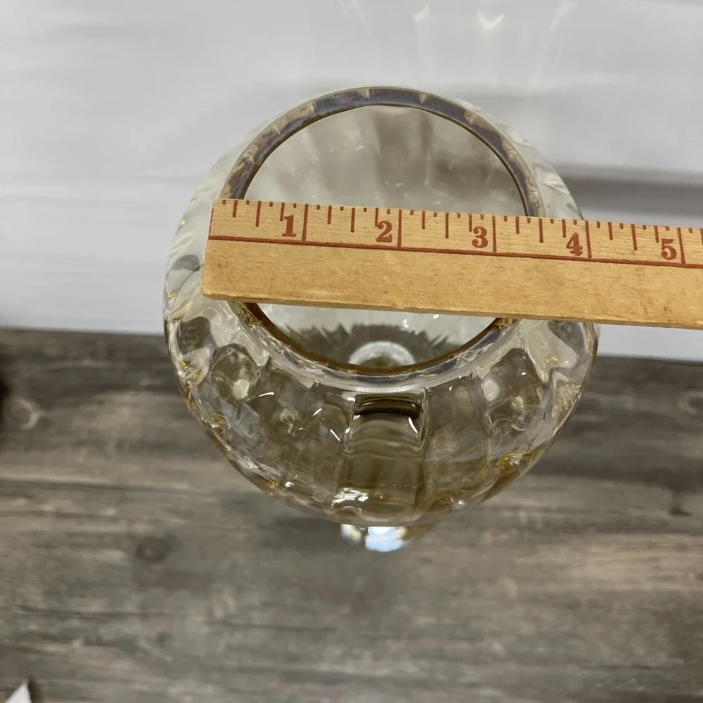 Vintage Amber Gold Art Glass Tall Stem Hurricane Candle Holder 19